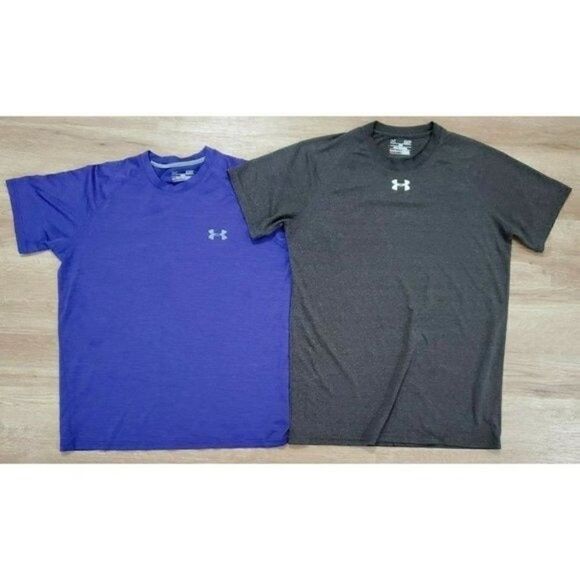 Under Armour Mens Lot of 2 Purple Gray T-Shirts S - Picture 1 of 4